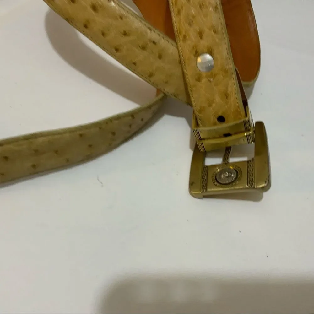 Vintage Western Ostrich Leather Print Belt In Size 38